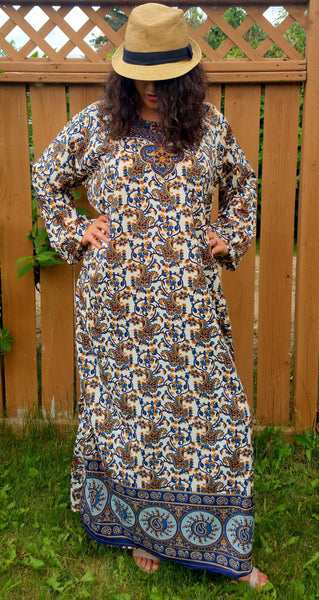Hippie Long Kaftans, Bohemian Kaftans, Beach Coverup, Gypsy dress, xmas gift for her, Full sleeve caftan, Boho dress, Paisley kaftan