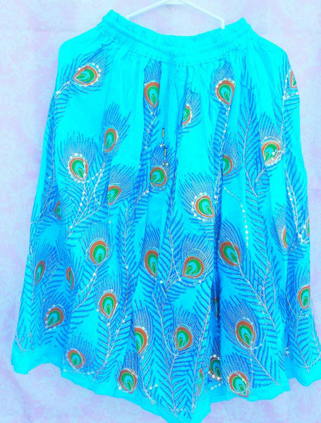 Peacock Blue Mini/kids Sequin skirt- Hippie skirt Gypsy skirt Sequin skirt Beach skirt Handmade skirt Boho Skirt Bohemian skirt-upto medium