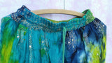 Green & Blue Tiedye Mini/kids Sequin skirt- Hippie skirt Gypsy skirt Sequin skirt Beach skirt Paisley skirt Bohemian skirt-upto medium