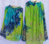 Green & Blue Tiedye Mini/kids Sequin skirt- Hippie skirt Gypsy skirt Sequin skirt Beach skirt Paisley skirt Bohemian skirt-upto medium