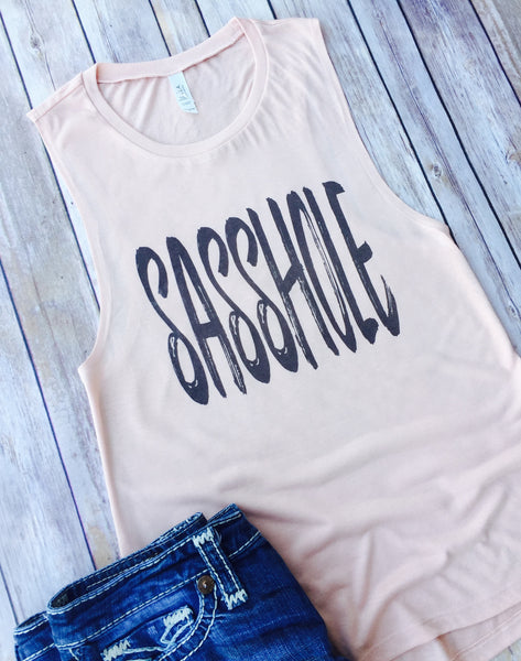 Sasshole, Tanks, Tank, Tank Top, Sassy Tank, Sassy Shirt, Trendy Tank, Cute Tank, Funny Tank, Women's Muscle Tank Top, Cute Tank Top, Funny