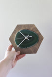 8" Green Agate Hex Wood Wall Clock (Silent)