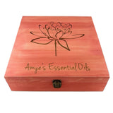 Essential Oils w/ Lotus - Essential Oil Storage Box 58 Slot 15ml -Pine- Choose Finish and Custom Laser Engravings - Fit dōTERRA Young Living