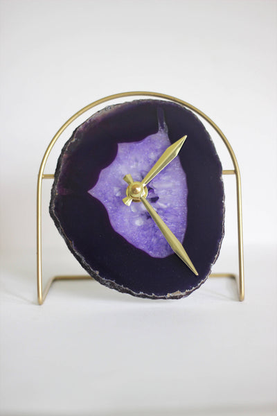 Purple Agate Desk Clock
