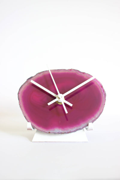 Pink Agate Desk Clock