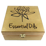 Essential Oils w/ Lotus!! Essential Oil Storage Box 25 slot 15mls - fits dōTERRA Young Living and others - choose stain and laser engraving!