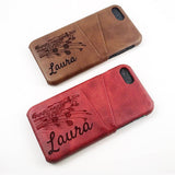 E.O. iPhone 7 Custom Engraved Leather Case Cover with Credit Card Slots - Essential Oil Capable - BRAND NEW!!