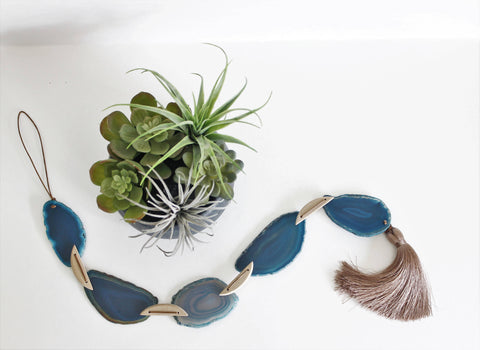 Teal Agate Tassel Garland
