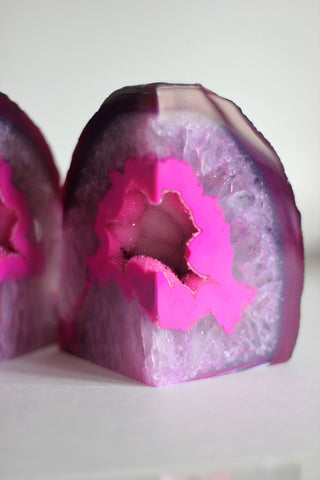Pink Agate Bookends