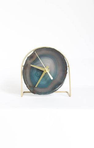 Teal Agate Desk Clock