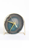 Teal Agate Desk Clock