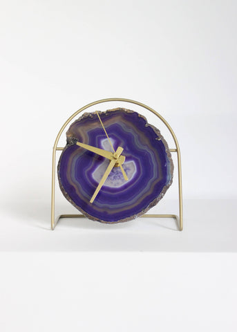 Purple Agate Desk Clock