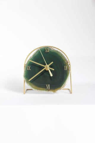 Olive Green Agate Desk Clock