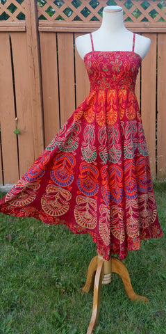 XS/S/M Maroon blue Bohemian Boho dress|Gypsy dress|summer dress|Beach dress|Mandala dress|ethnic dress|1970 style dress|Spaghetti top Dress