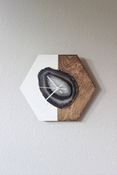 KISMET Design | 10" Black Agate Hex Wall Clock (Silent)