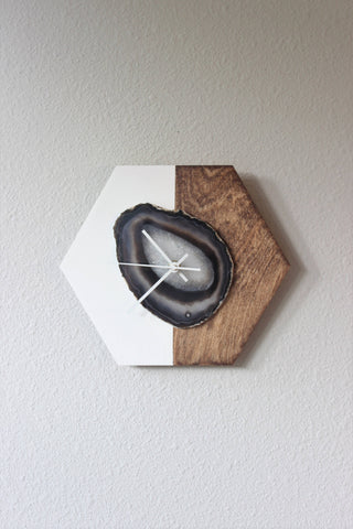 KISMET Design | 10" Black Agate Hex Wall Clock (Silent)