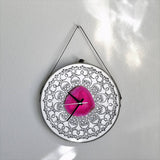 12" Henna Style Pink Agate Wall Clock (Silent)