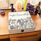 Wildflower Garden Box - Essential Oil Storage Box 58 Slot 15ml - Pine - Choose Finish and Custom Laser Engravings - Fit dōTERRA Young Living
