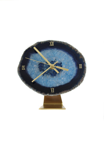 8" Blue Agate Desk Clock