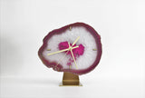 8" Pink Agate Desk Clock