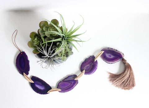 Purple Agate Tassel Garland