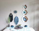 Teal Agate Hex Trio Wall Art