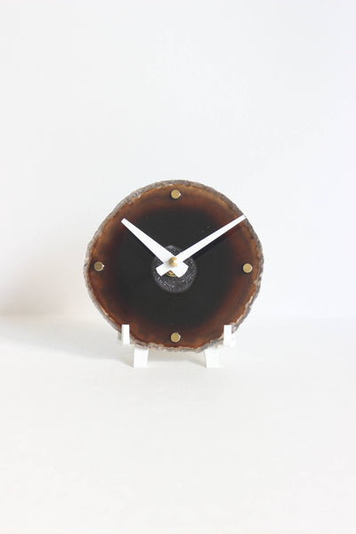 Brown Agate Desk Clock (Silent)