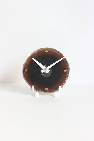 Brown Agate Desk Clock (Silent)