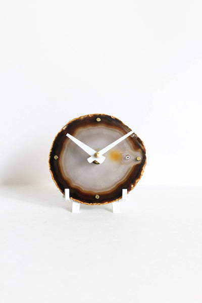Brown Agate Desk Clock (Silent)