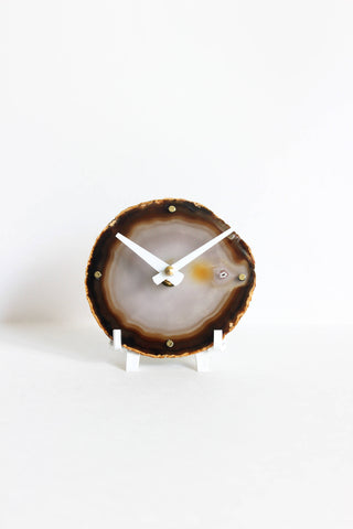 Brown Agate Desk Clock (Silent)