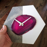 KISMET Design | 8" Pink Agate Hex Wall Clock (Silent)