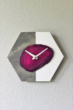 KISMET Design | 8" Pink Agate Hex Wall Clock (Silent)