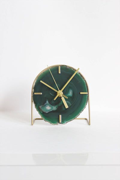 Green Agate Desk Clock (Silent)