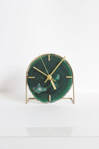 Green Agate Desk Clock (Silent)