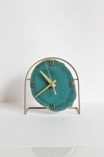 Green Agate Desk Clock (Silent)
