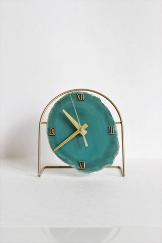 Green Agate Desk Clock (Silent)