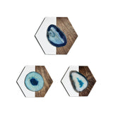 Teal Agate Hex Trio Wall Art