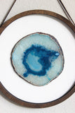 10" Teal Agate Framed Round Wall Art