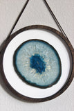 8" Teal Agate Framed Round Wall Art