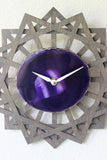 10" Purple Agate Sunburst Wall Clock