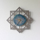 10" Teal Agate Geometric Wall Clock (Silent)