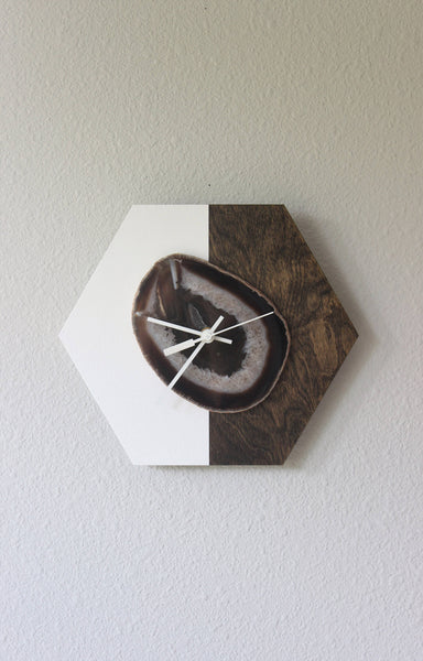 KISMET Design | 10" Black Agate Hex Wall Clock (Silent)