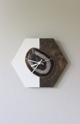 KISMET Design | 10" Black Agate Hex Wall Clock (Silent)