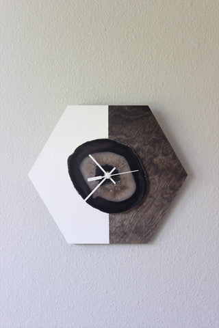 KISMET Design | 12" Black Agate Hex Wall Clock