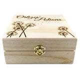 Dandelions w/ NAME - Essential Oil Storage Box 25 Slot 15ml - Pine - Choose Finish and Custom Laser Engravings - Fit dōTERRA Young Living