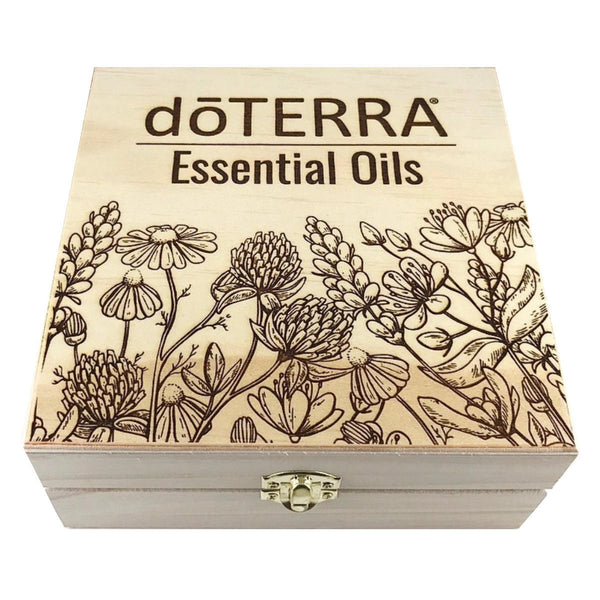 dōTERRA Wildflower Garden - Essential Oil Storage Box 25 Slot 15ml - Pine - Custom Laser Engravings - Host Gift New Advocate Gift