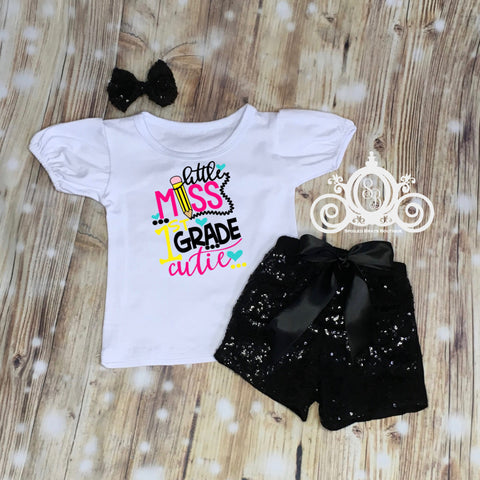 Little Miss First Grade Cutie Personalized with Any Grade Girls School Shirt