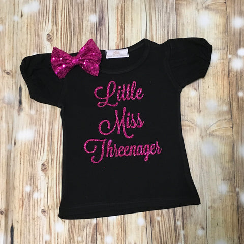 Little Miss Threenager Bubble Sleeve Tee