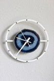 8" Blue Agate Wood Wall Clock