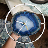 10" Blue Agate Wood Wall Clock